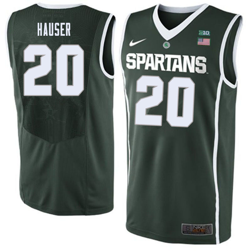 Men #20 Joey Hauser Michigan State Spartans College Basketball Jerseys Sale-Dark Green